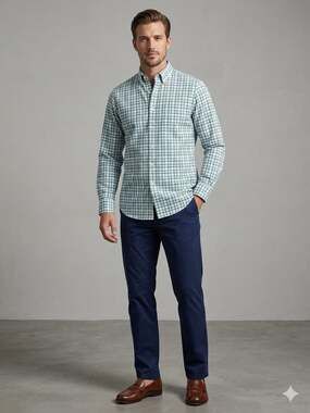 Cremieux Classics Men's Large Plaid Button Down Shirt Green Blue White